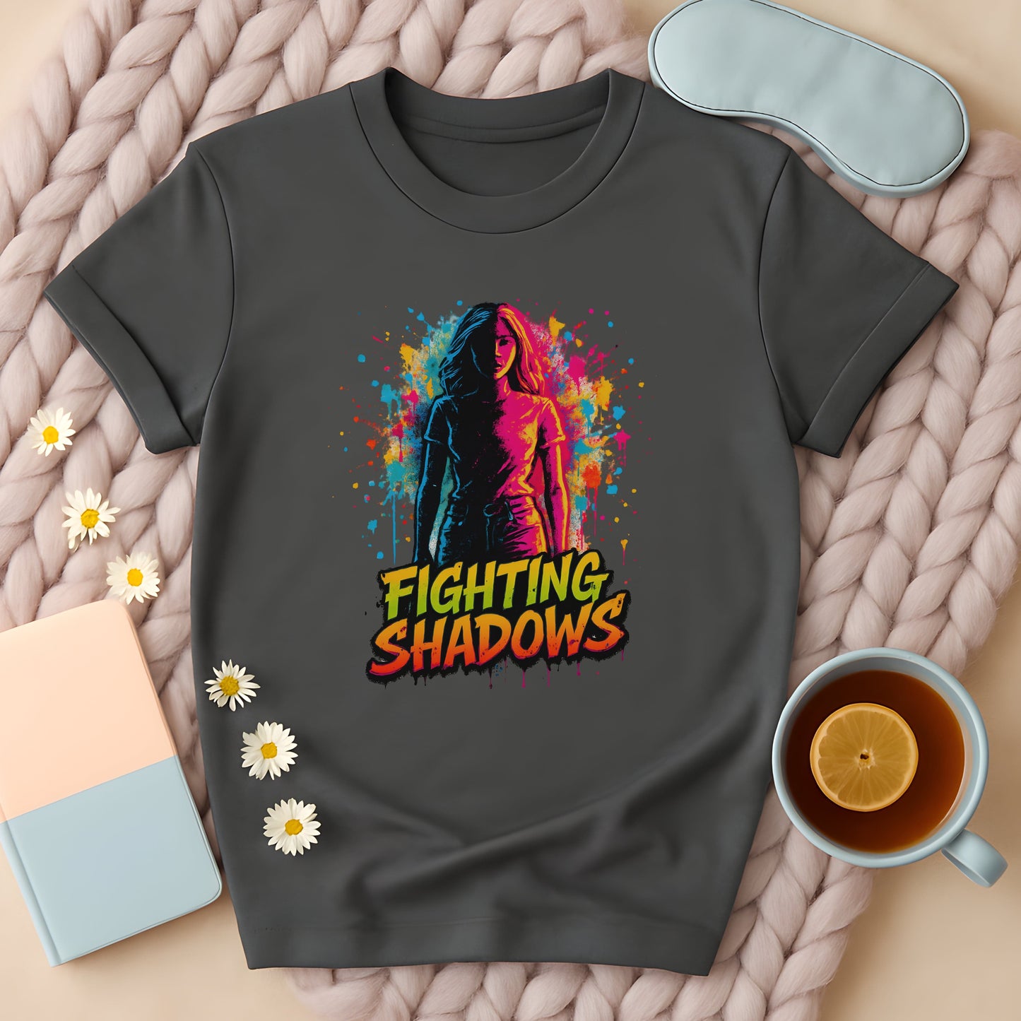 Fighting Shadows Neon Graffiti Graphic T-Shirt