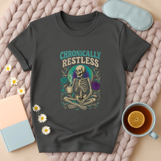 Chronically Restless Skeleton Coffee Gothic T-Shirt