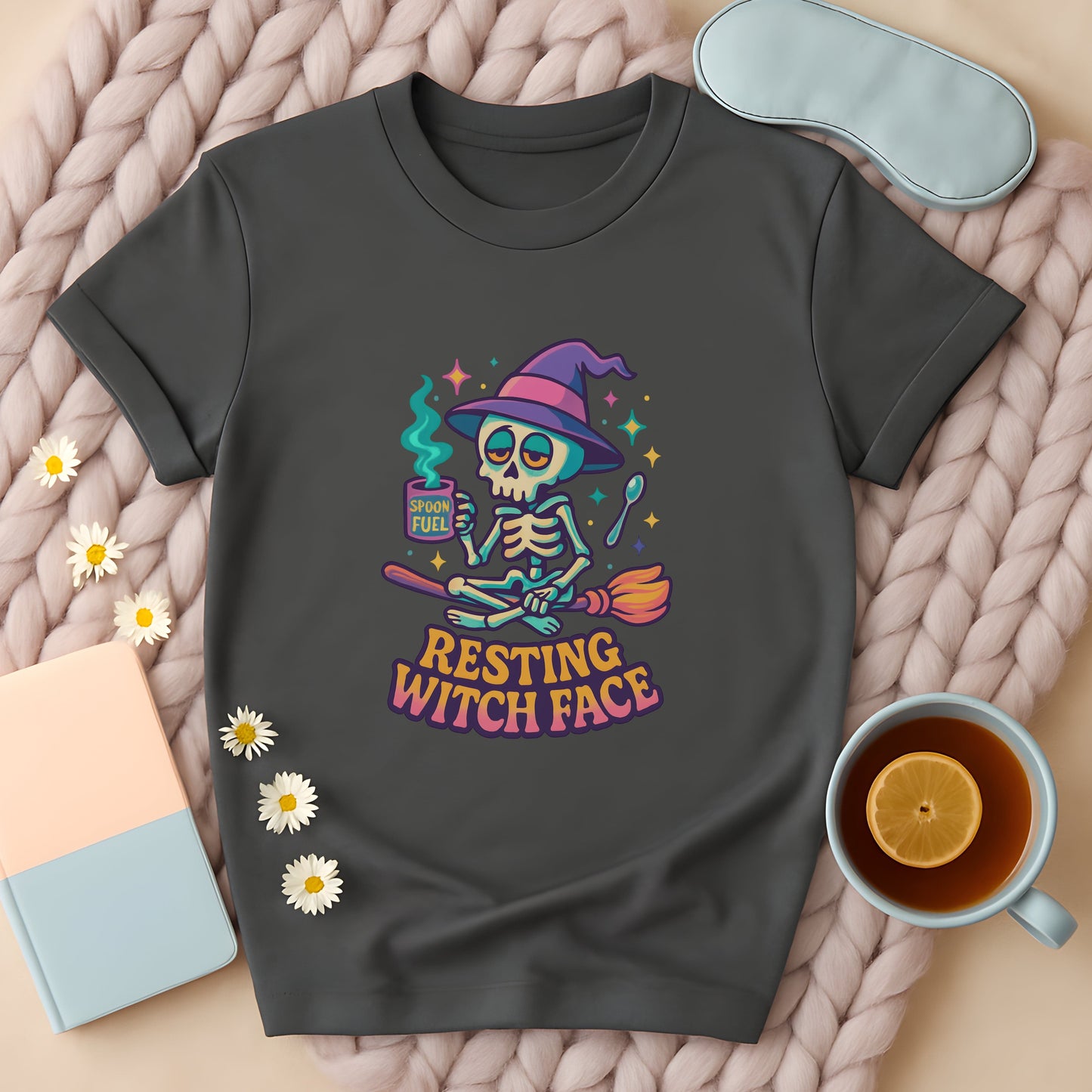Resting Witch Face Gothic Skeleton T-Shirt