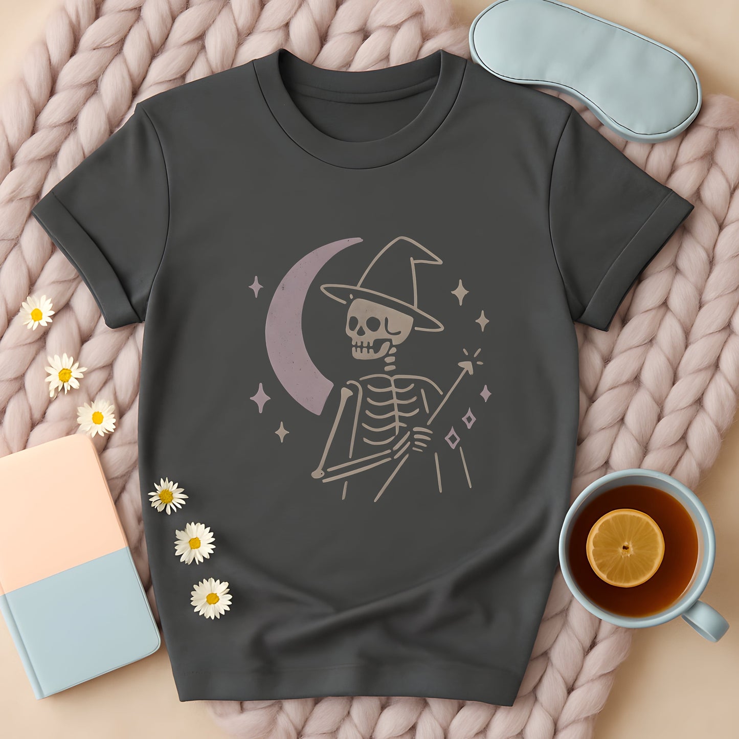 Minimalist Skeleton Witch Moon T-Shirt