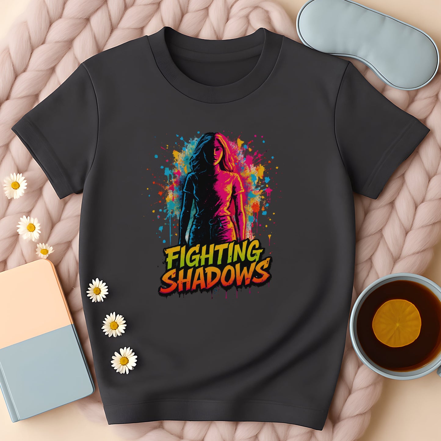 Fighting Shadows Neon Graffiti Graphic T-Shirt
