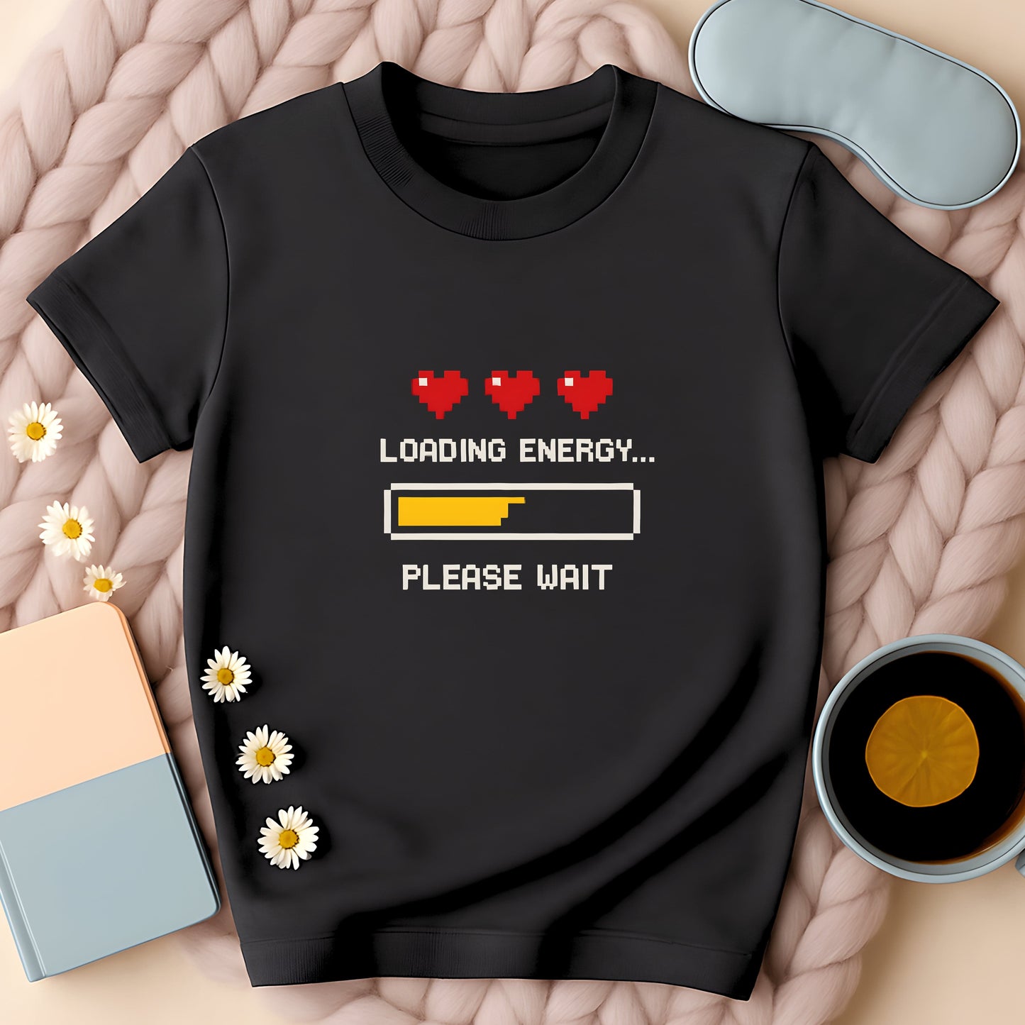 Loading Energy Please Wait Retro Pixel GamerT-Shirt