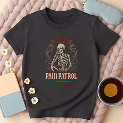 Pain Patrol Skeleton Rose Gothic T-Shirt