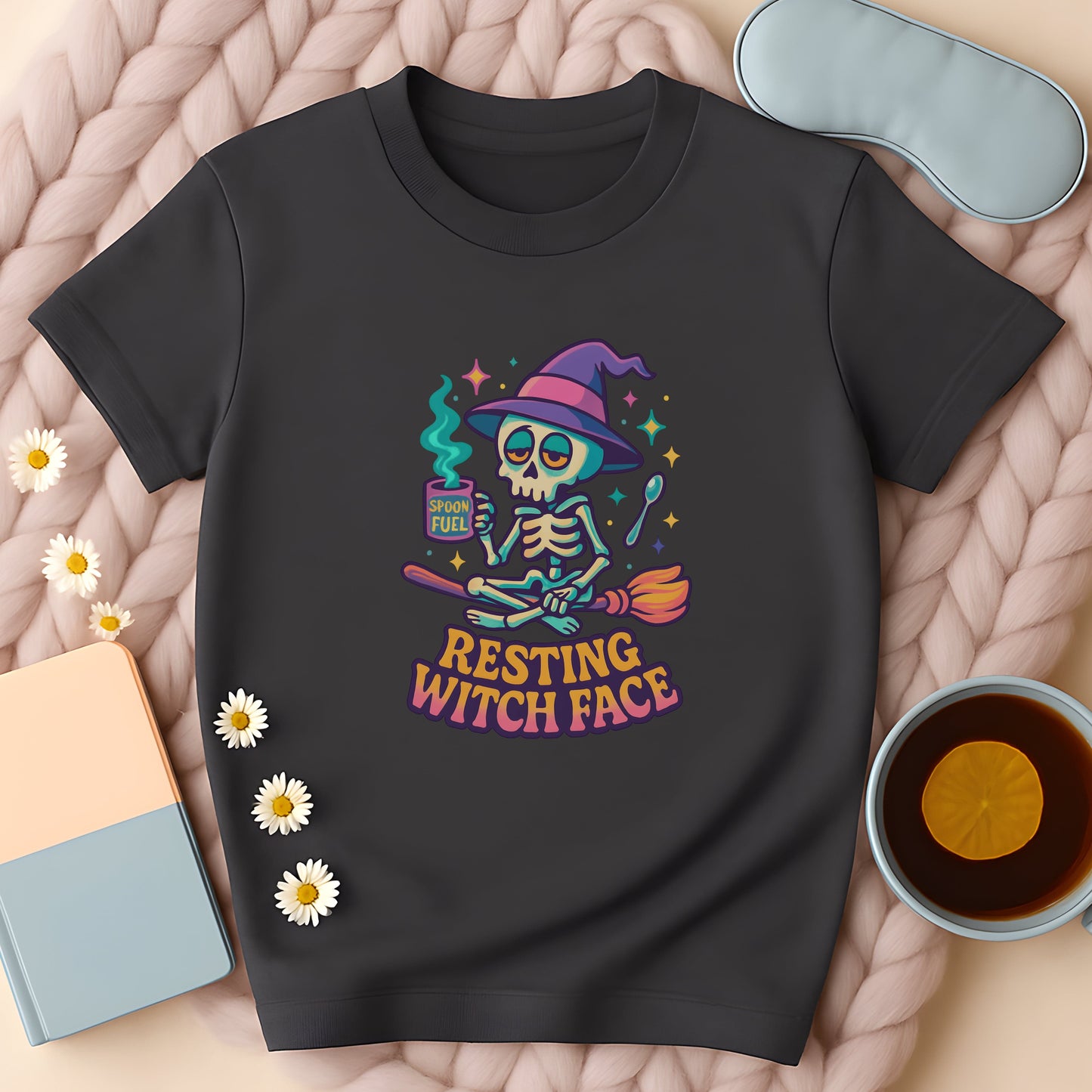 Resting Witch Face Gothic Skeleton T-Shirt