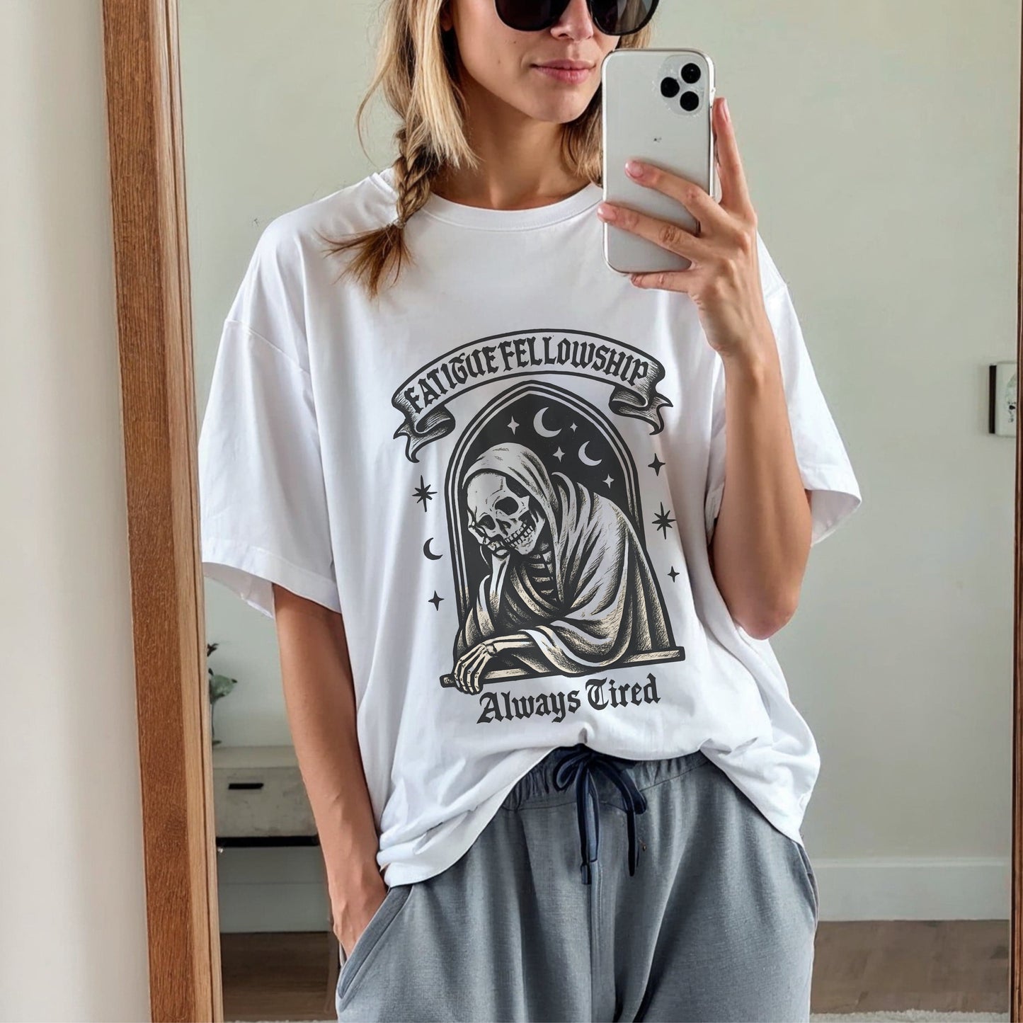 Fatigue Fellowship Always Tired Skeleton Gothic T-Shirt