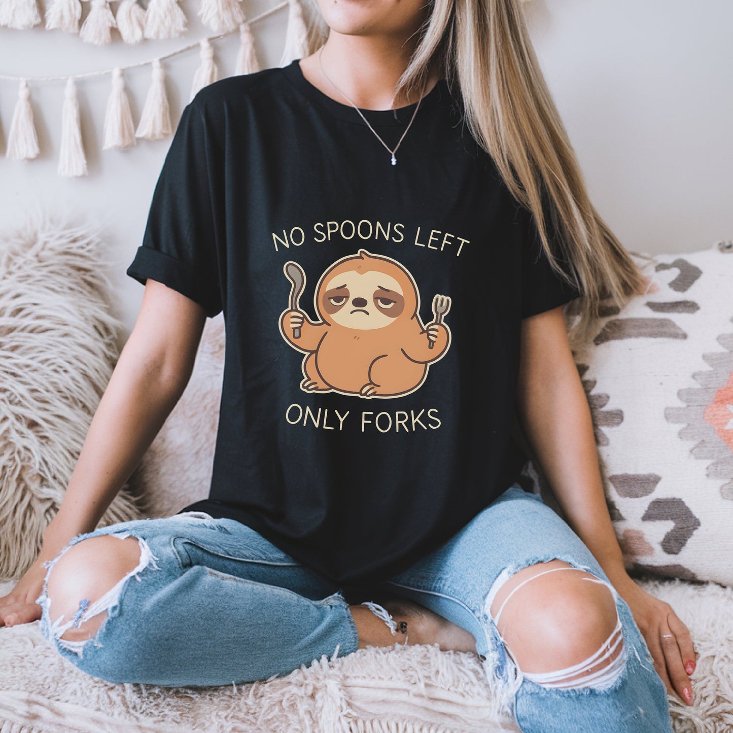 No Spoons Left Only Forks Sloth T-Shirt