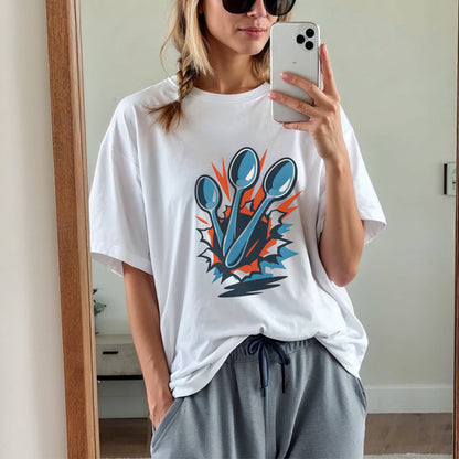 Spoons Breaking Through Comic T-Shirt