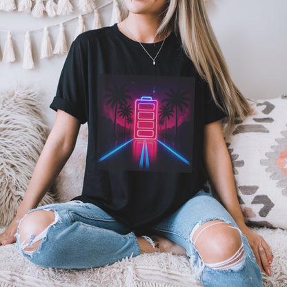 Neon Retro Battery Running On Empty T-Shirt