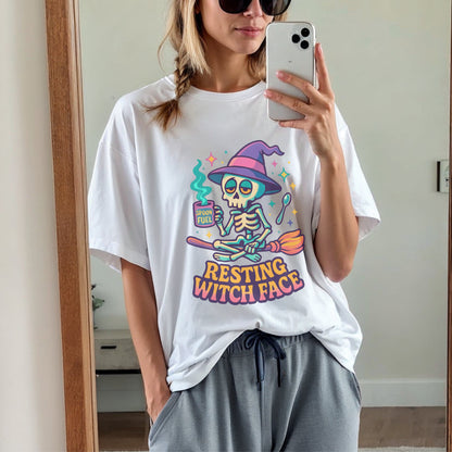 Resting Witch Face Gothic Skeleton T-Shirt