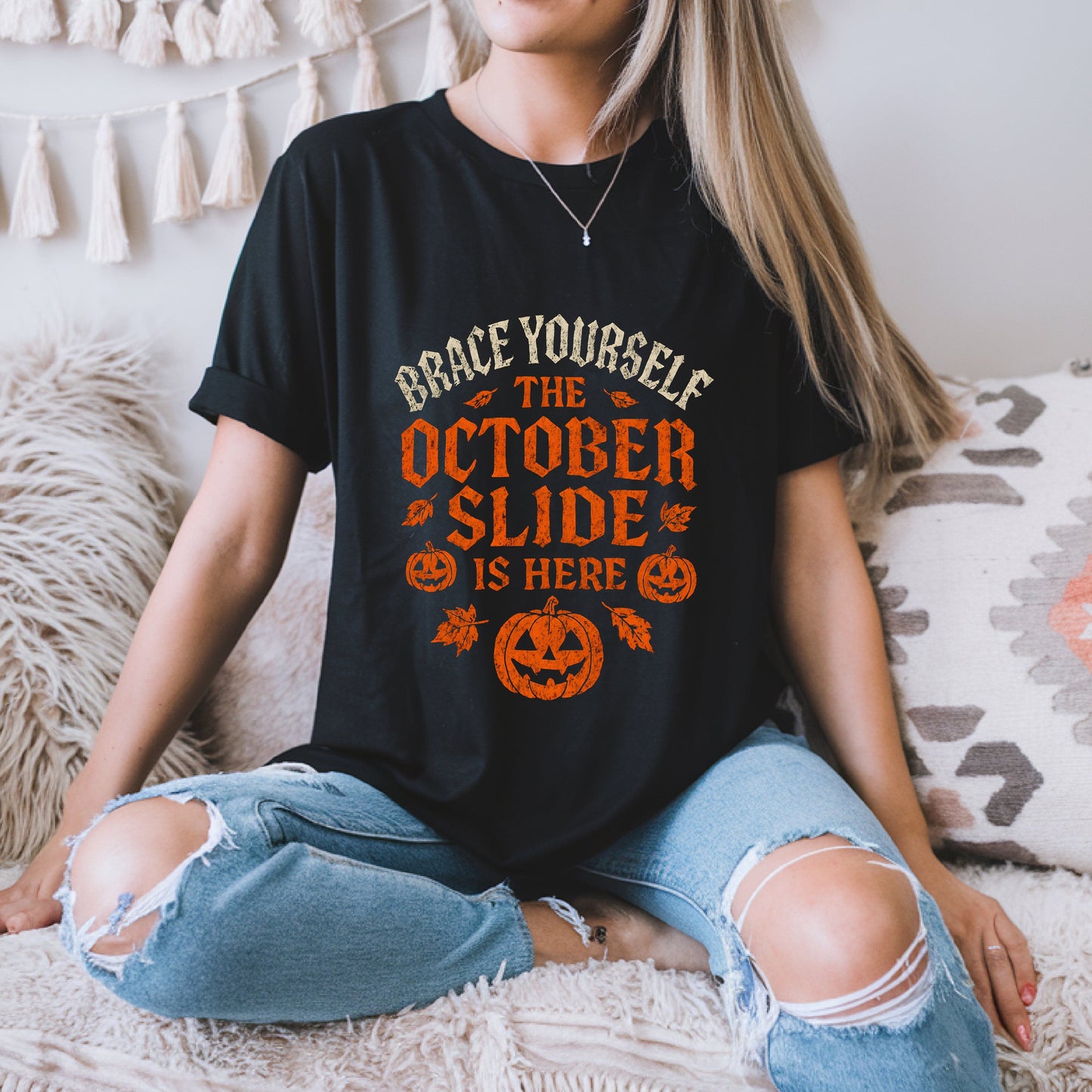 Brace Yourself October Slide Gothic T-Shirt