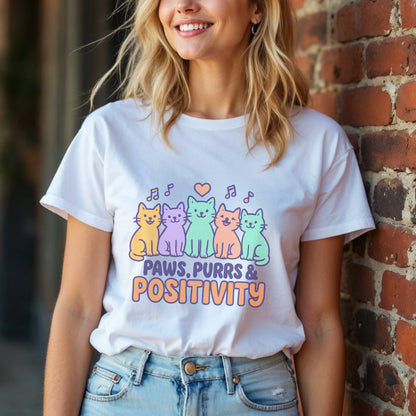 Paws Purrs And Positivity Cats T-Shirt