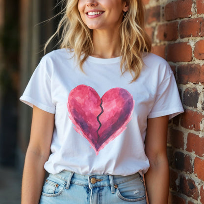 Cracked Watercolor Heart Broken Heart T-Shirt