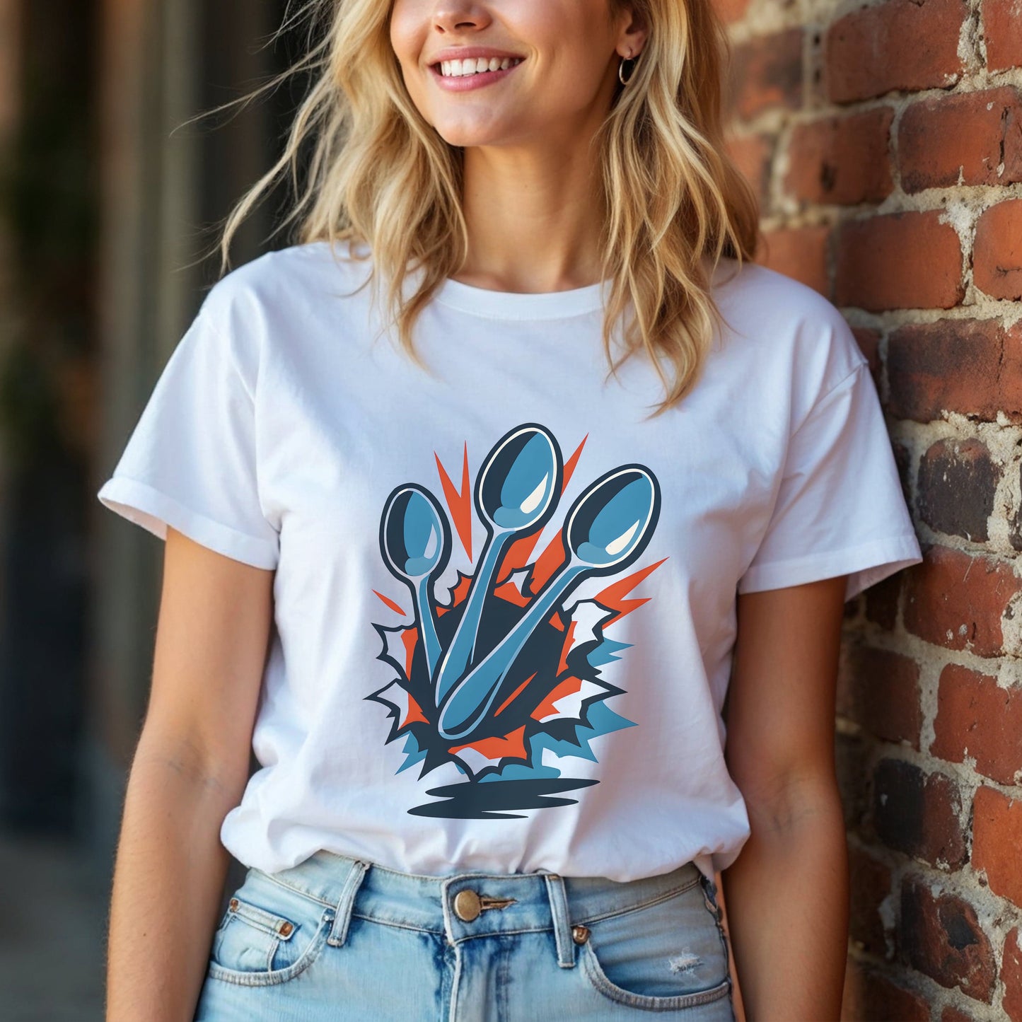 Spoons Breaking Through Comic T-Shirt