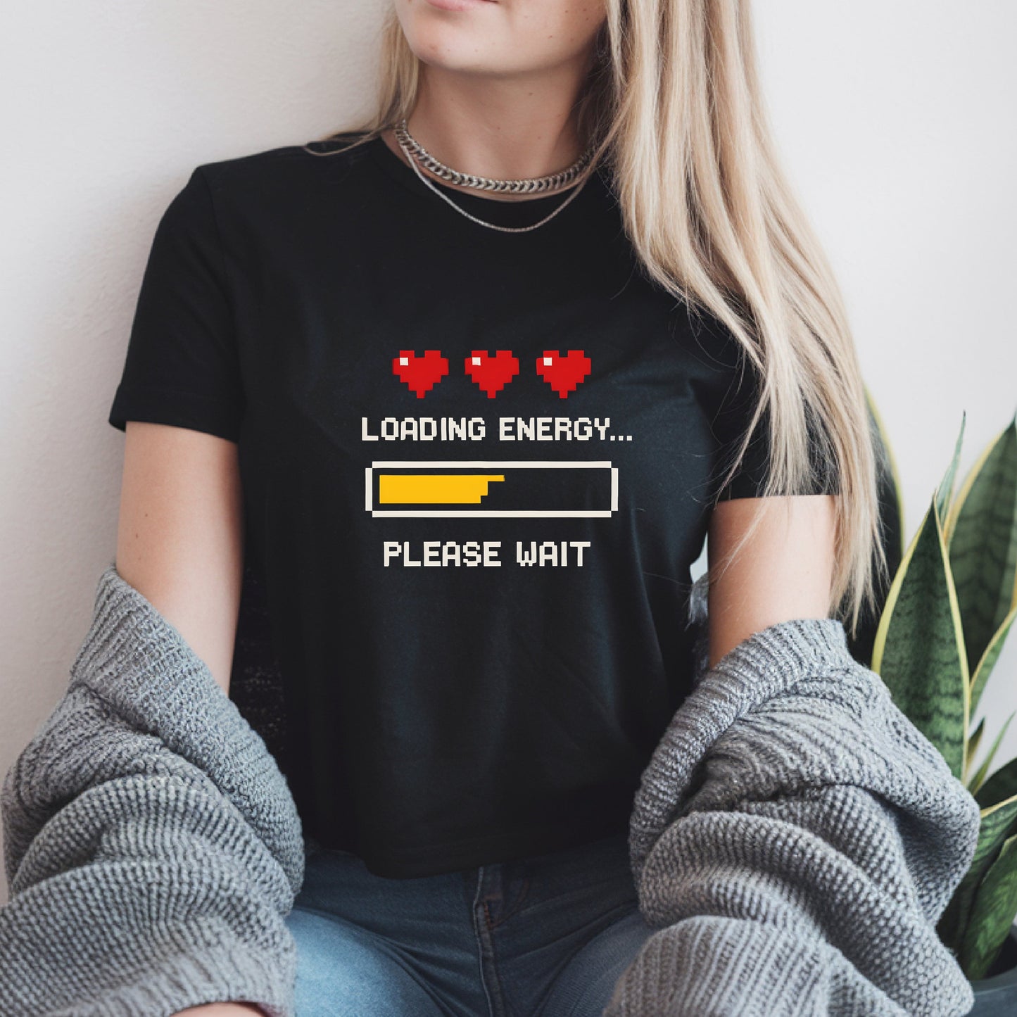 Loading Energy Please Wait Retro Pixel GamerT-Shirt