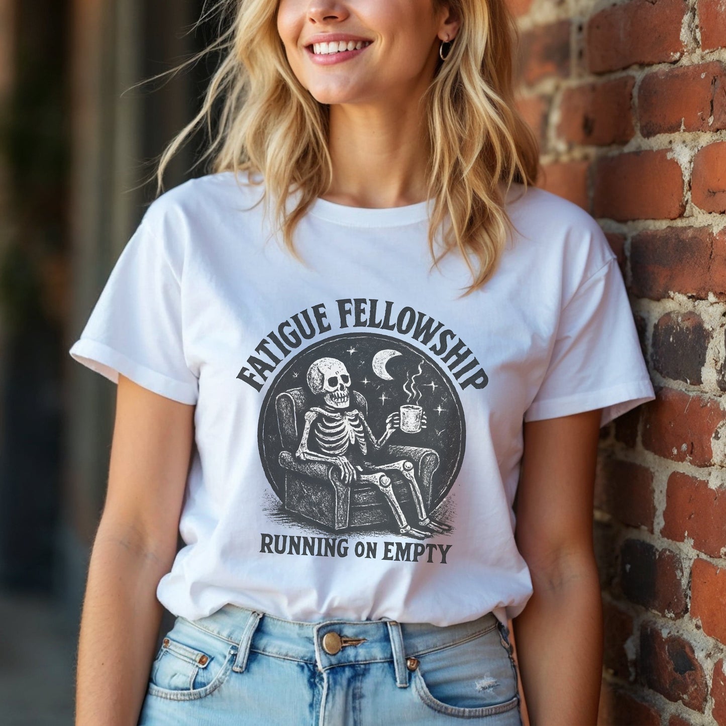 Fatigue Fellowship Running On Empty Skeleton T-Shirt